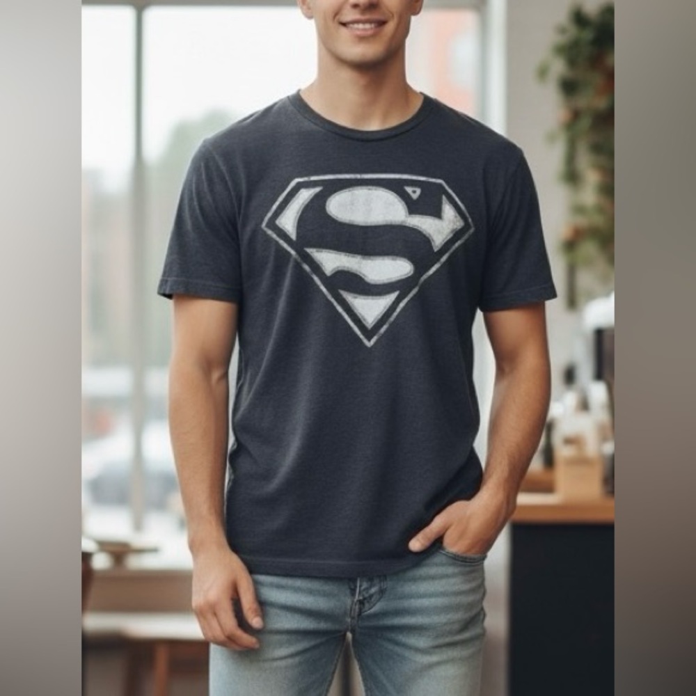 Mens Superman Logo Design Navy Blue T-Shirt